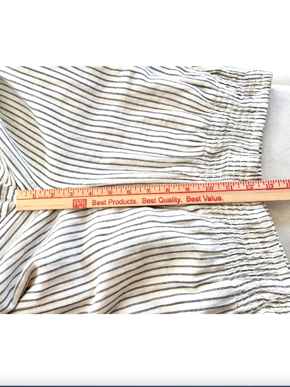 MARINE LAYER Pacifica Stretch Cotton Blend Wide Leg Pants - Charcoal Stripe - M - Picture 3 of 9